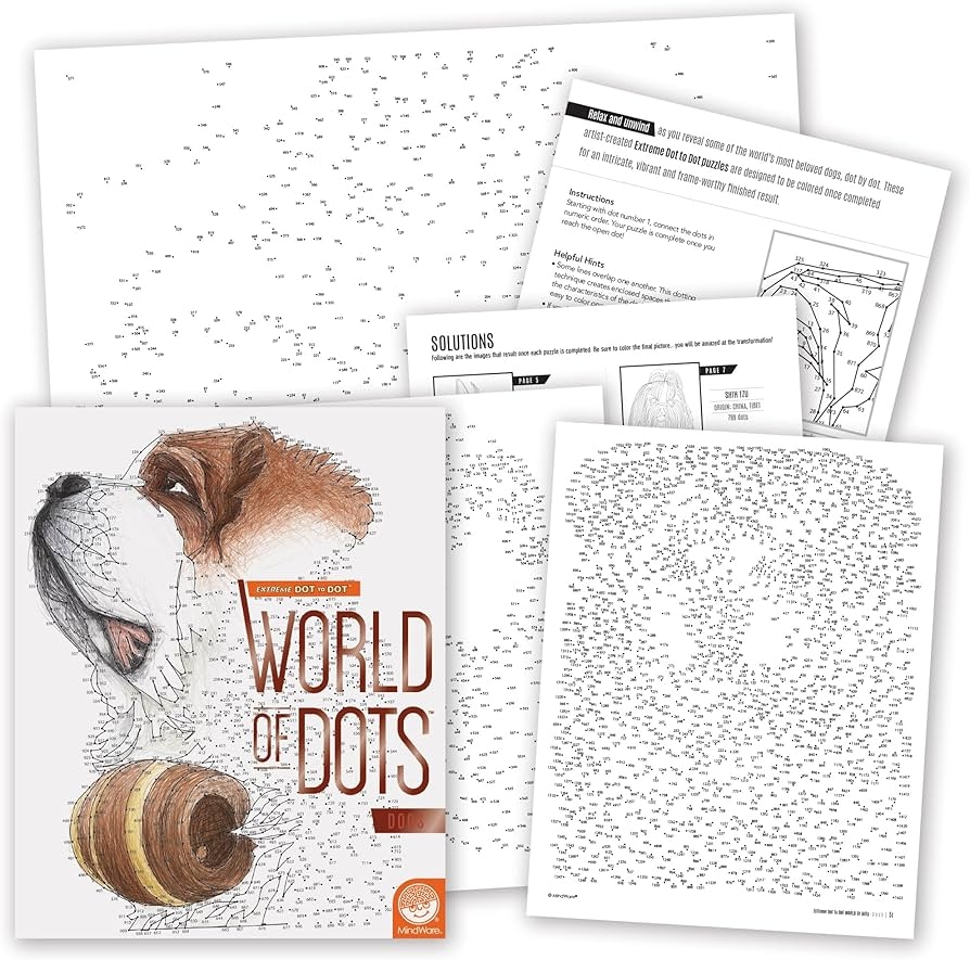 Amazon MindWare World Of Dots Dogs Connect The Dots Puzzle Coloring Book For Kids And Adults 32 Dog Themed Designs Ages 8 And Up Toys Games