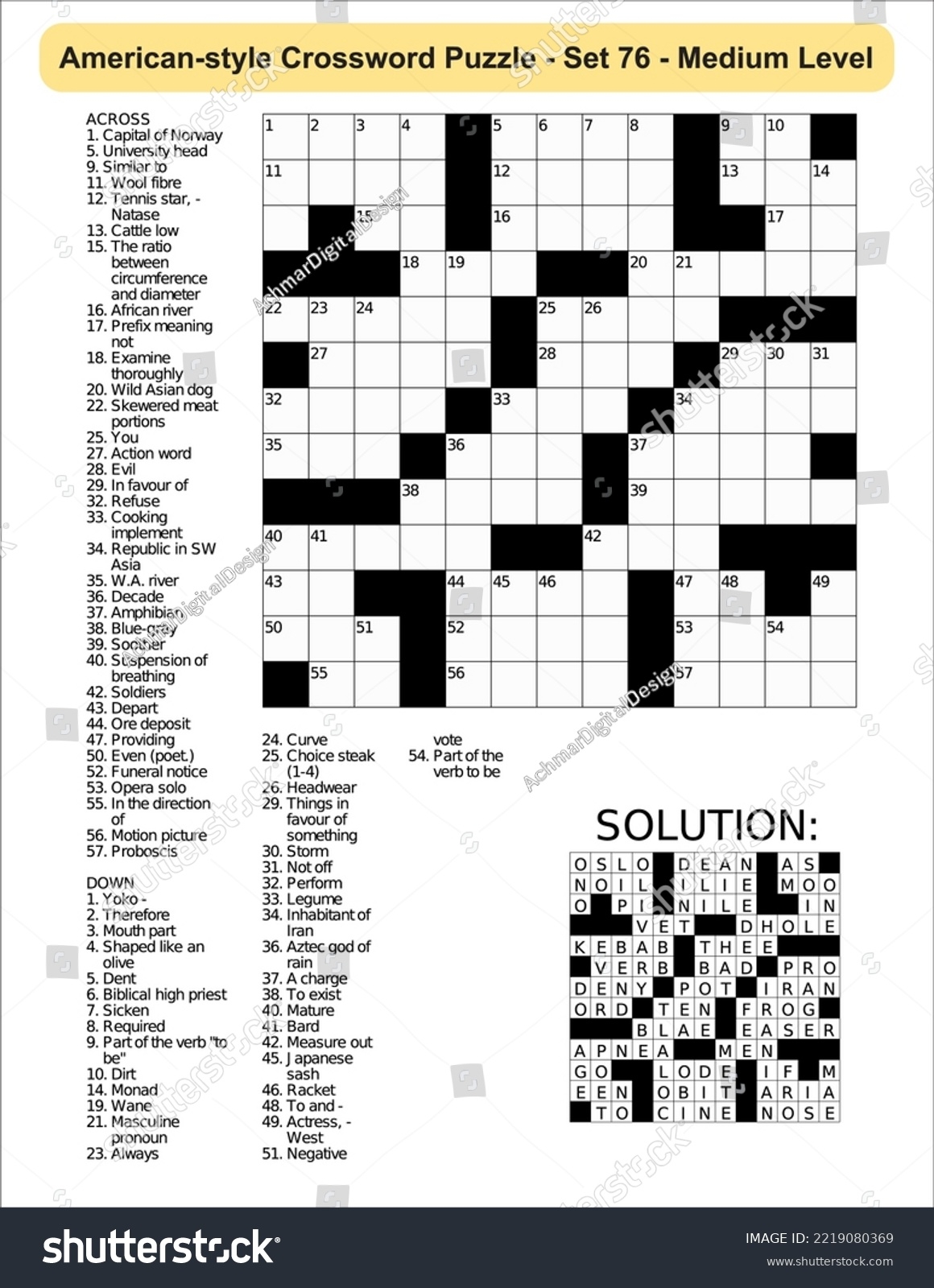 American style Crossword Puzzle Game 13 X Stock Vector Royalty Free 2219080369 Shutterstock