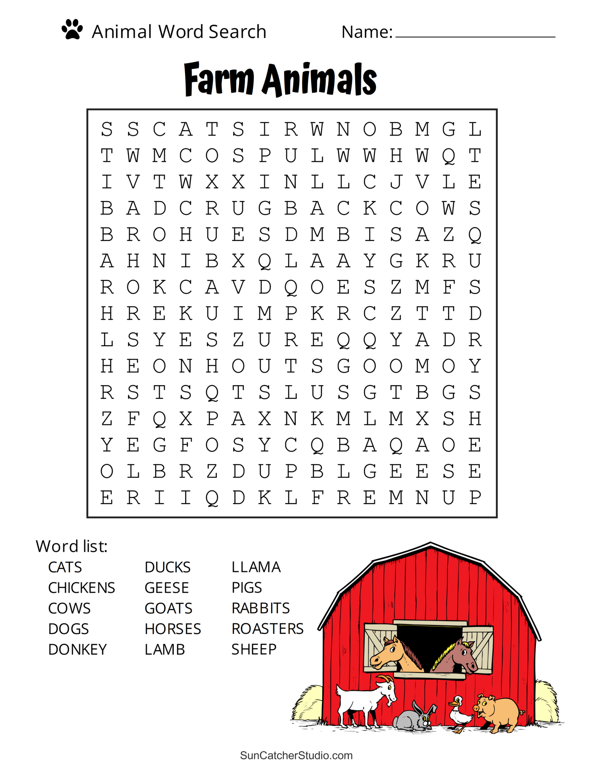 Animal Word Search Free Printable Dog Pet Dinosaur Puzzles Free Printables Lettering SVG Files Tools Apps