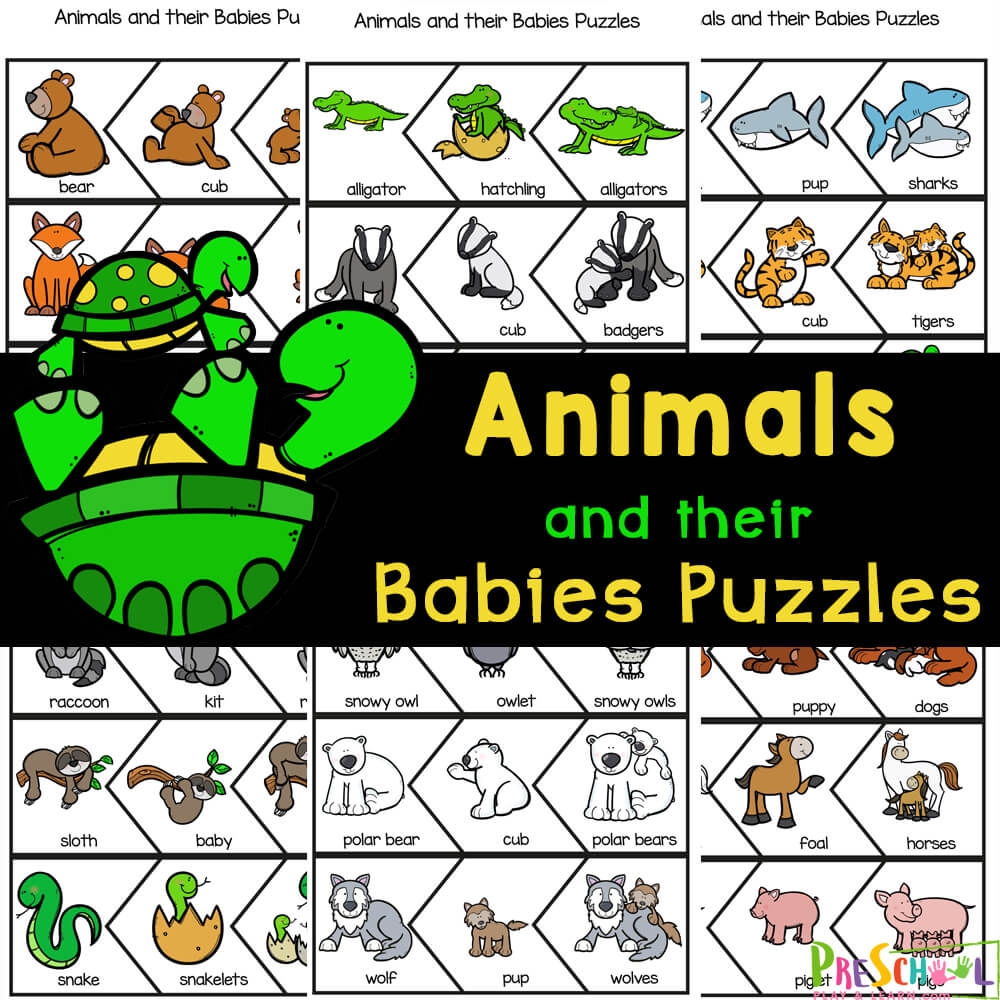 Animals With Their Babies Names Printable Puzzle Activity For Kids Animals With Their Babies Names Printable Puzzle Activity For Kids