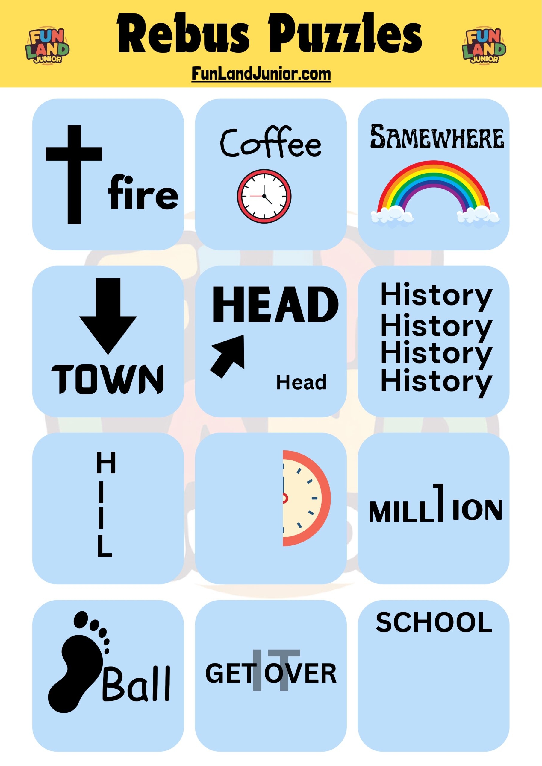 Answers Simple And Fun Rebus Puzzles For Kids Printable Fun Land Junior