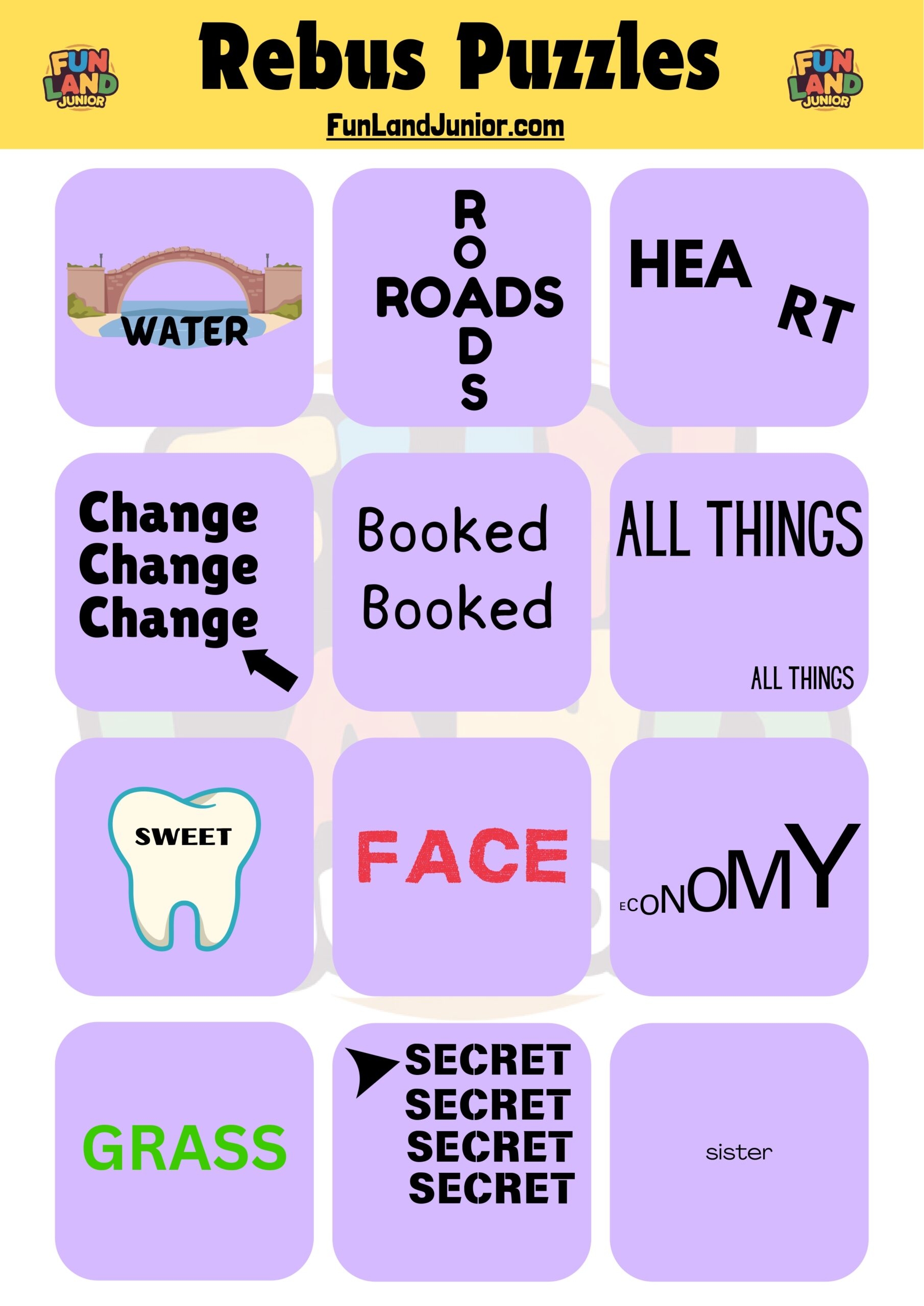 Answers Simple And Fun Rebus Puzzles For Kids Printable Fun Land Junior