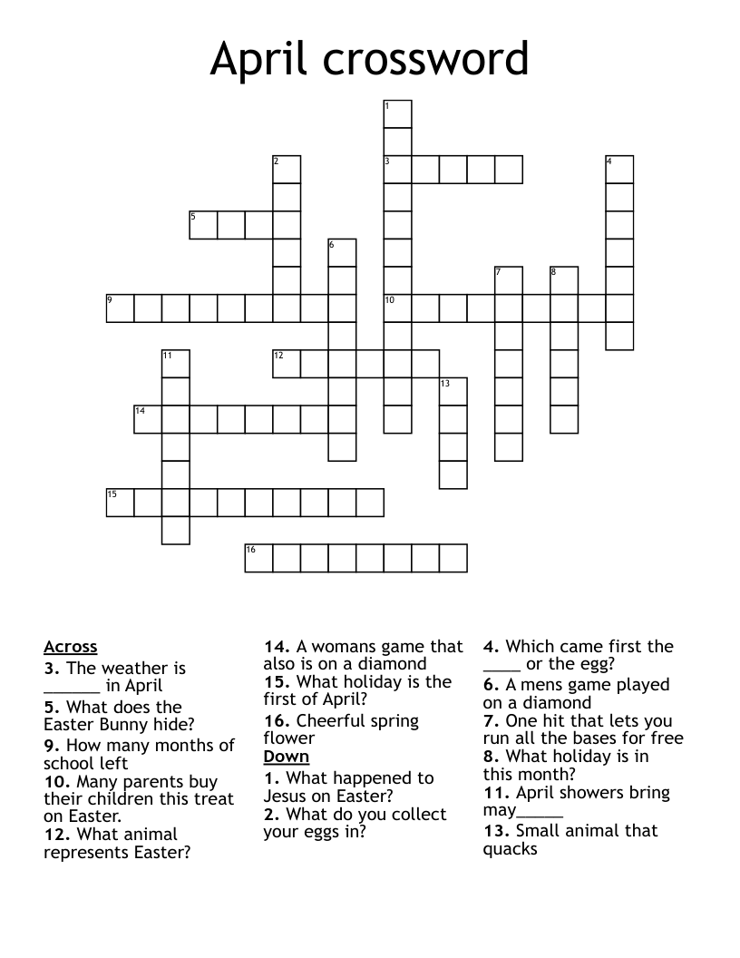 April Crossword WordMint