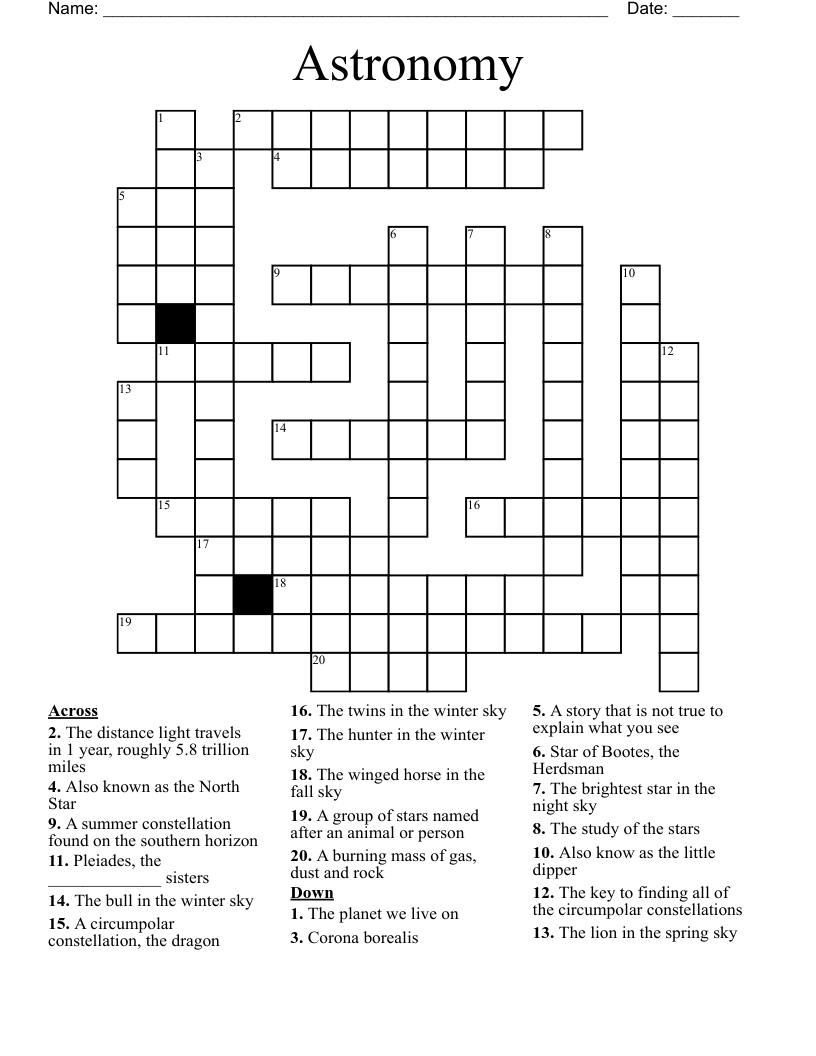 Astronomy Crossword WordMint
