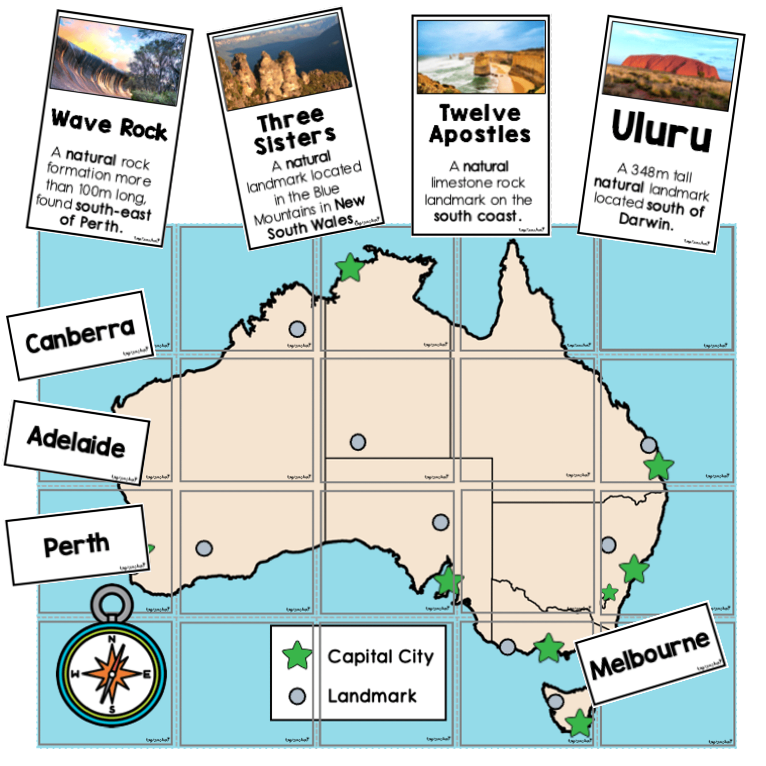 Australian Cities Landmarks Puzzle Top Teacher