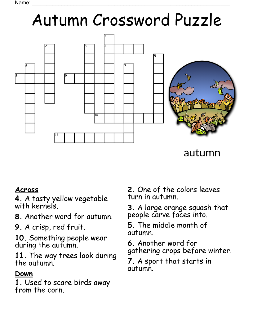 Autumn Crossword Puzzle WordMint