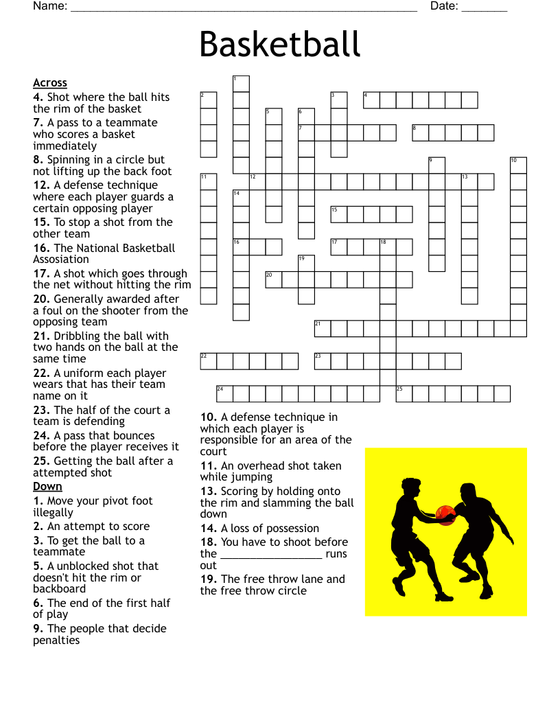 Basketball Crossword WordMint
