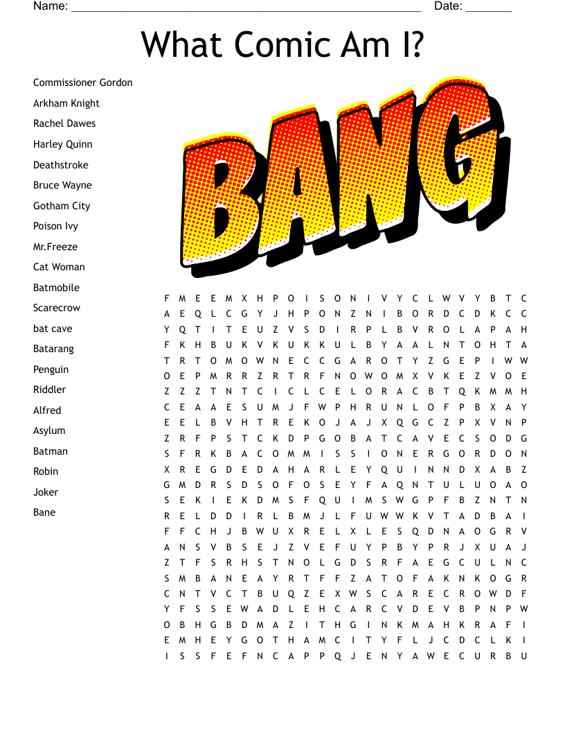 Batman Word Search WordMint
