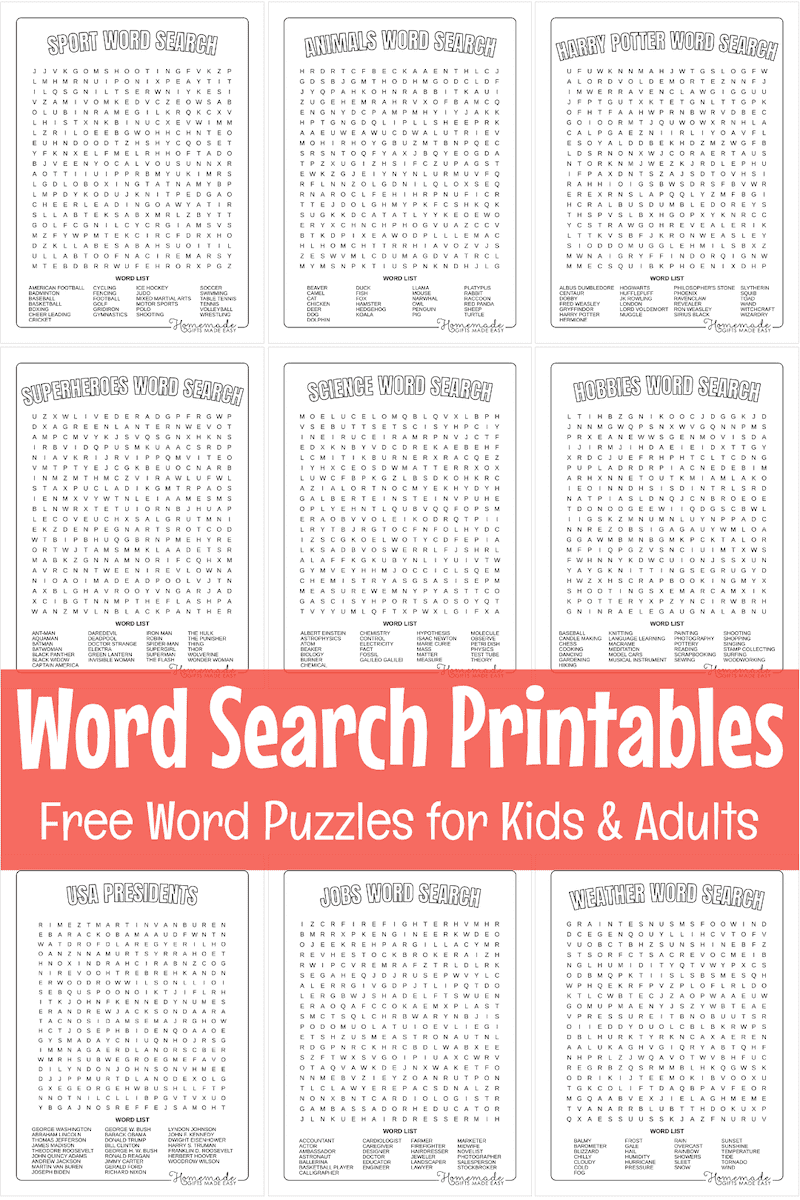 Best Free Word Search Printable Puzzles For Kids Adults