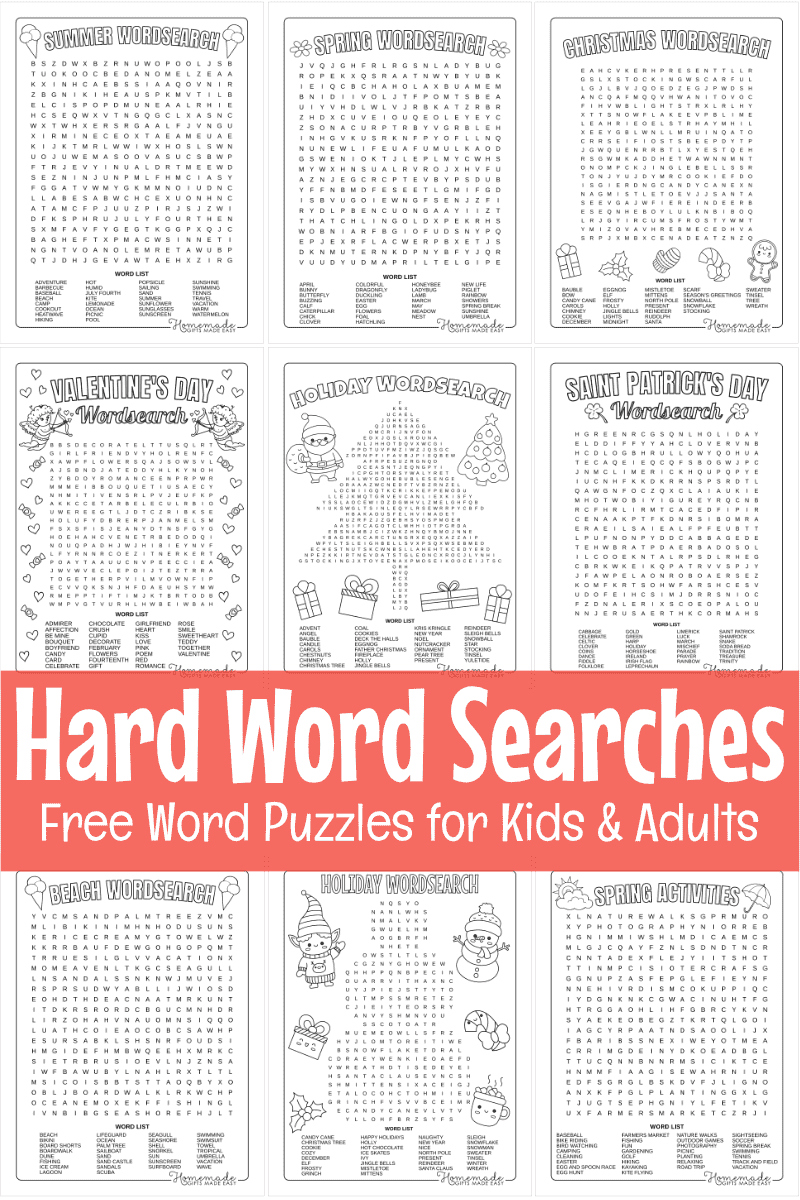 Best Hard Word Search Puzzles To Download Print For Free