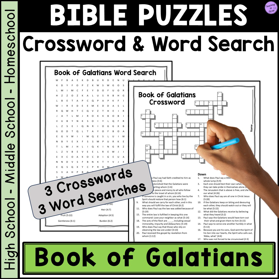 Bible Book Of Galatians Crossword Word Search Puzzle Activities Made By Teachers