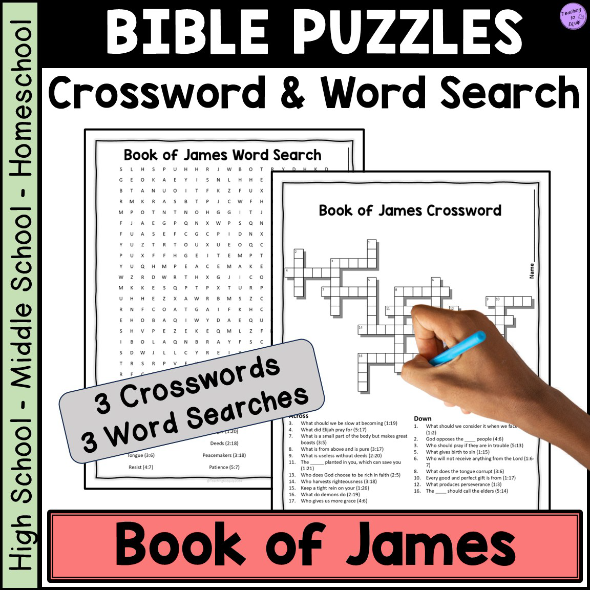 Bible Book Of James Crossword Word Search Puzzle Activities Made By Teachers