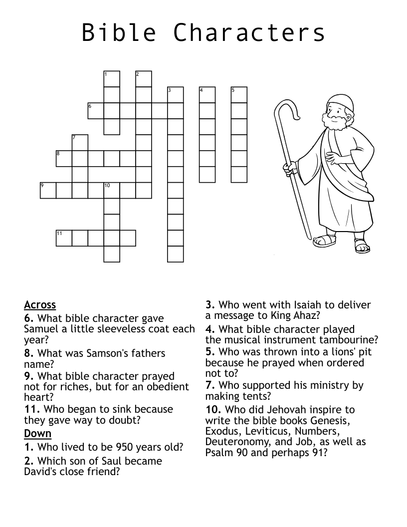 Bible Characters Crossword WordMint