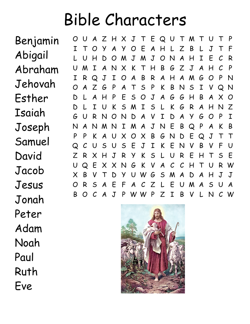 Bible Characters Word Search WordMint