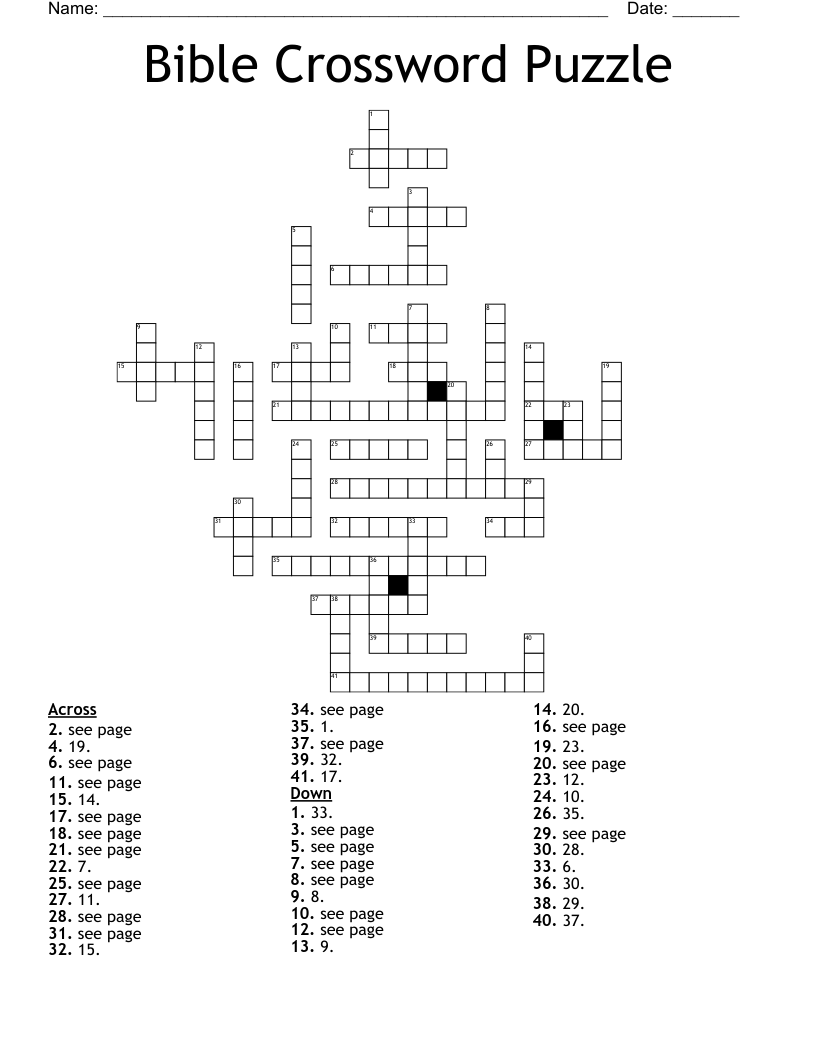 Bible Crossword Puzzle WordMint