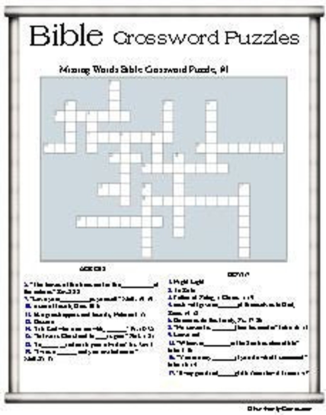 Bible Crossword Puzzles Clues Include Bible Verse Locations Worksheets Library