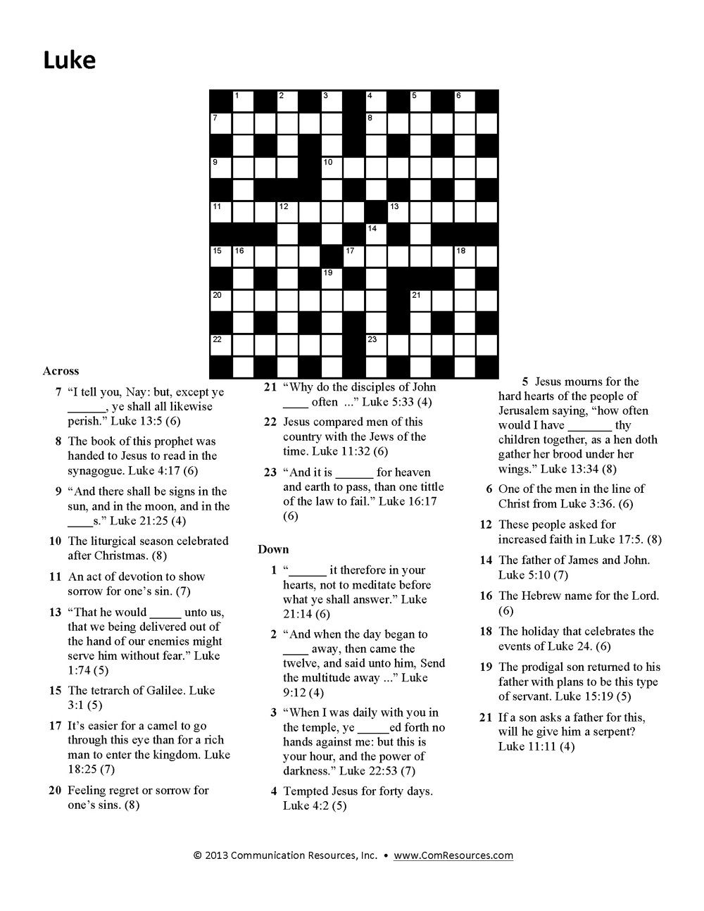 Bible Crossword Puzzles For Adults Printable Printable Crossword Puzzles