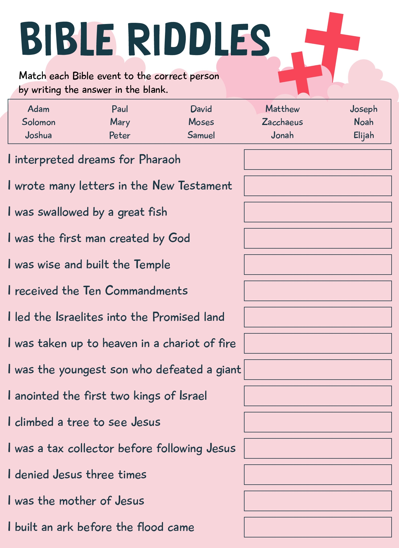 Biblical Brain Teasers 16 Free PDF Printables Printablee