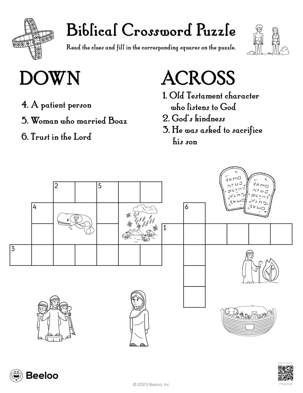 Biblical Crossword Puzzle Beeloo Printable Crafts And Activities For Kids