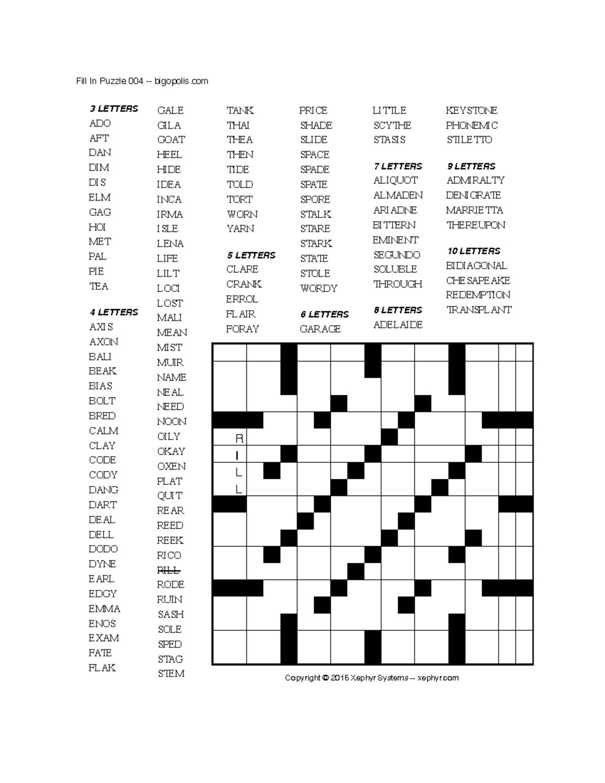 BigOpolis Fill It In Puzzles Collection Various Themes Studocu