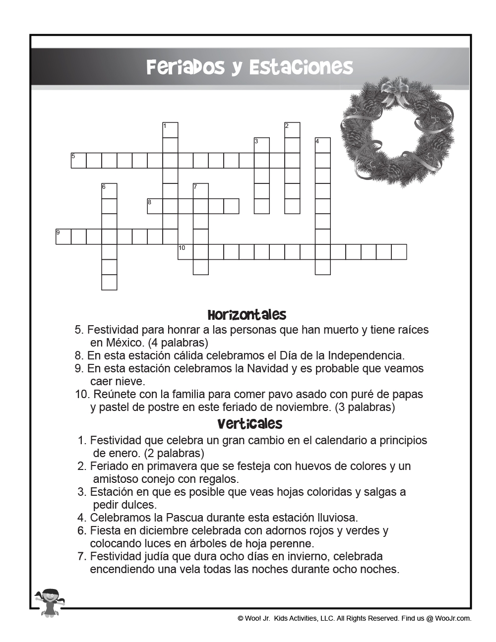 Bilingual ESL Worksheets English And Spanish Crossword Puzzles Woo Jr Kids Activities Children s Publishing