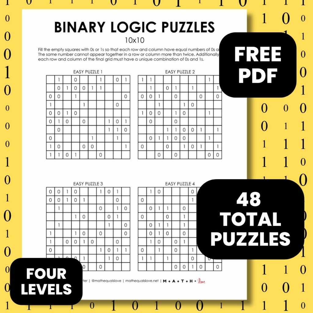 Binary Logic Puzzle Collection Math Love
