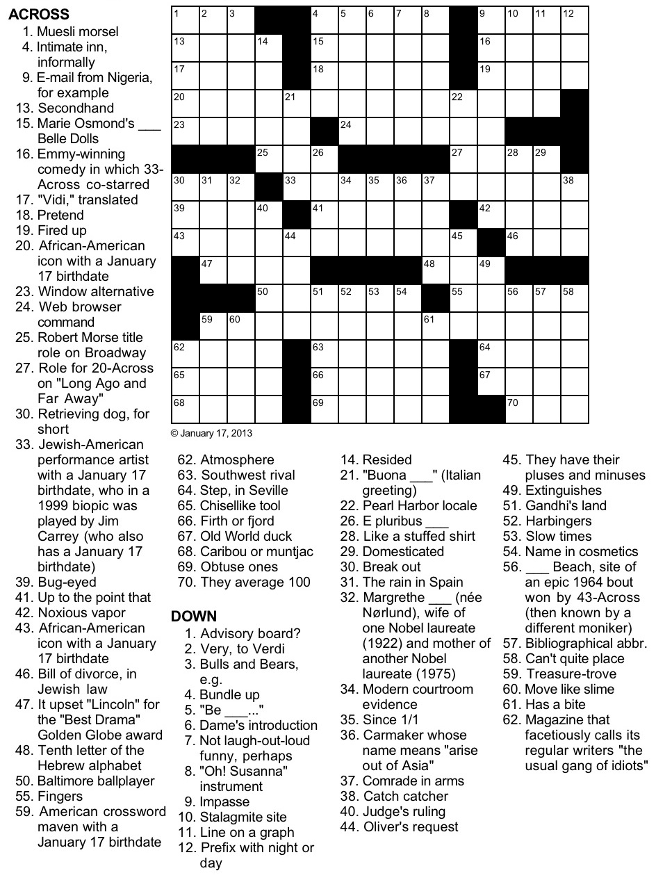 Birthday Crossword Puzzle