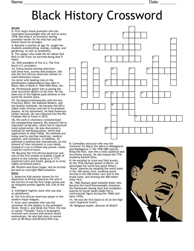 Black History Crossword WordMint