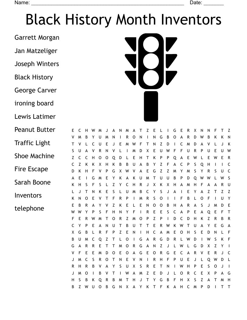 Black History Month Inventors Word Search WordMint