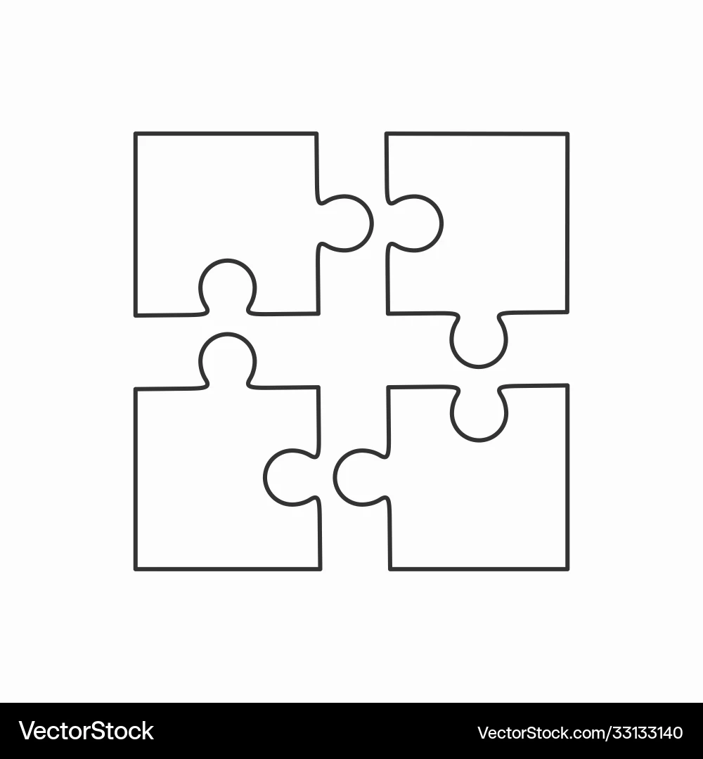 Blank Jigsaw Puzzle Four Pieces Royalty Free Vector VectorStock