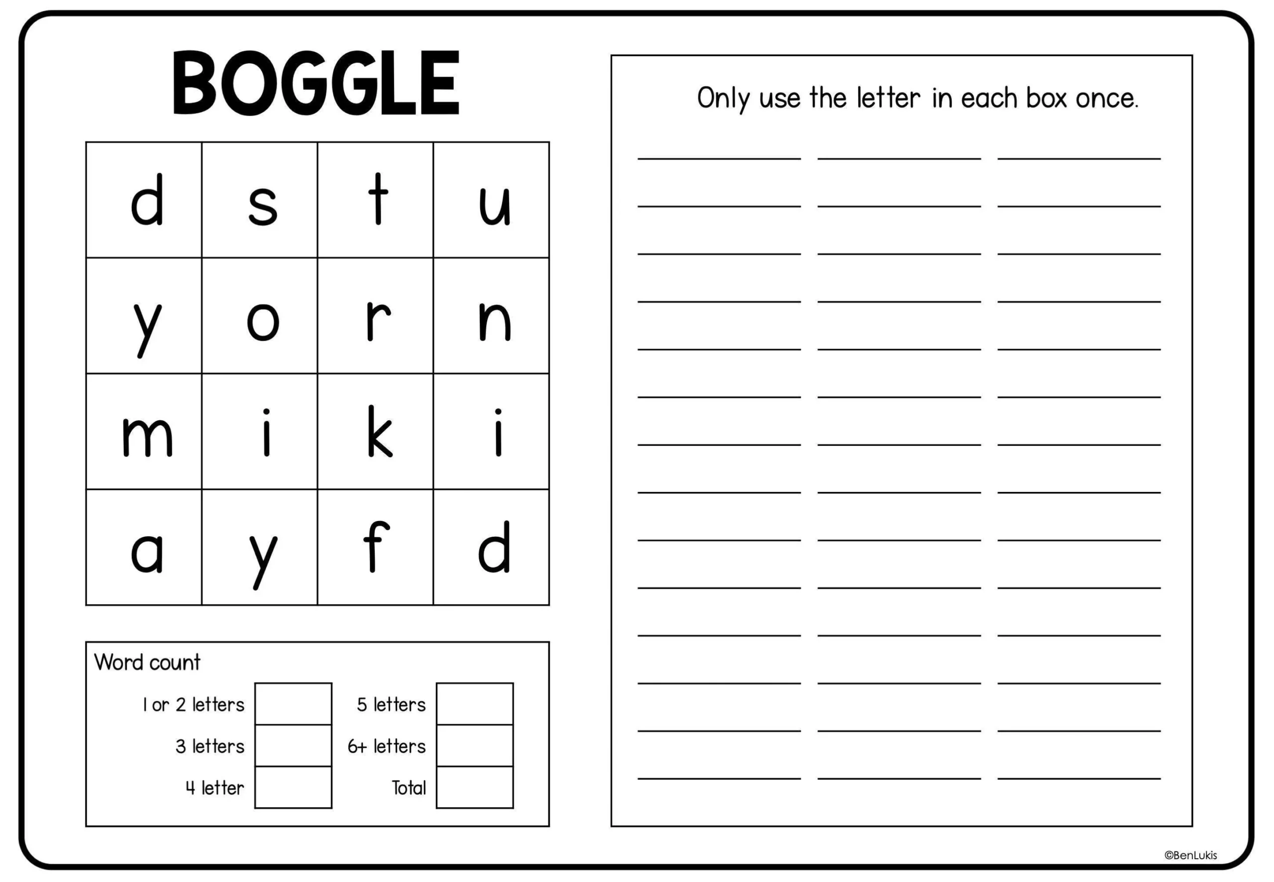 Boggle Word Game Printable Spelling Worksheets digital Download Etsy Boggle Word Game Printable Spelling Worksheets digital Download Etsy