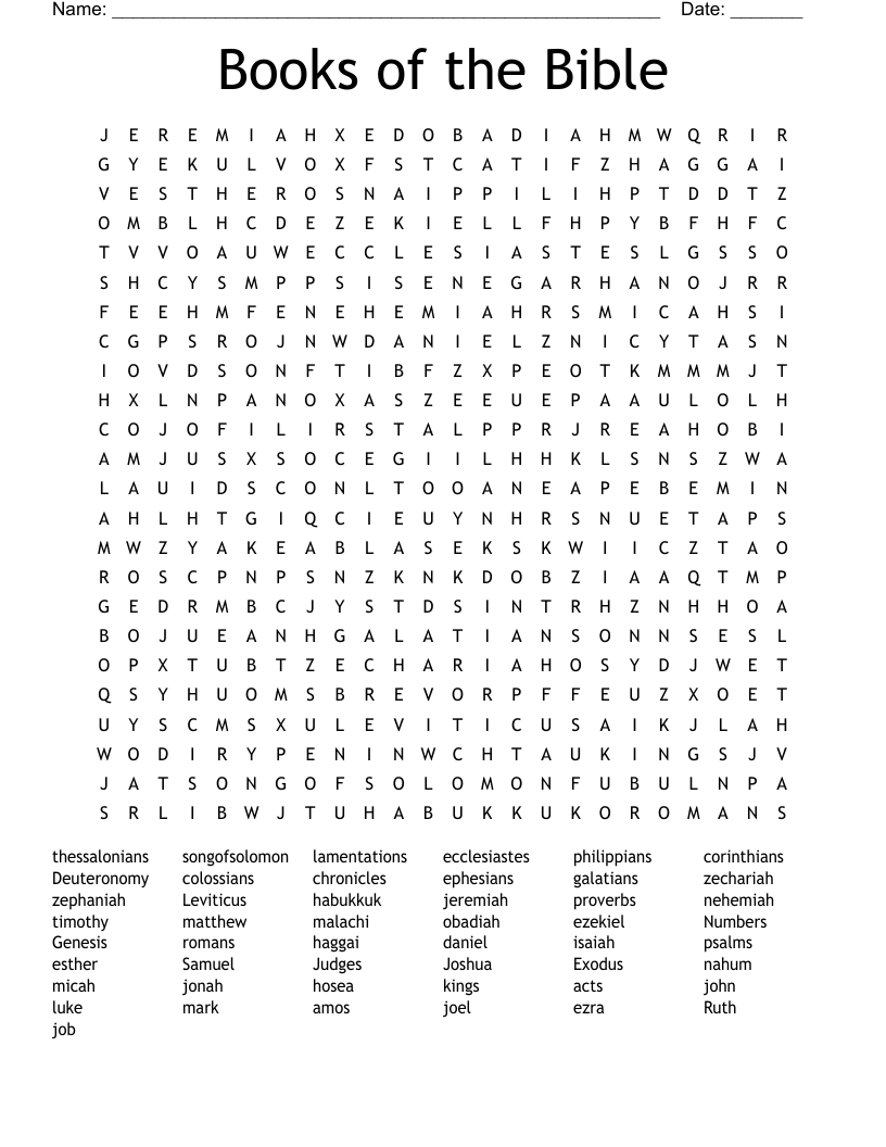 Books Of The Bible Word Search WordMint
