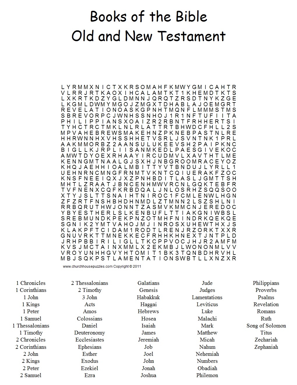Books Of The Bible Word Search