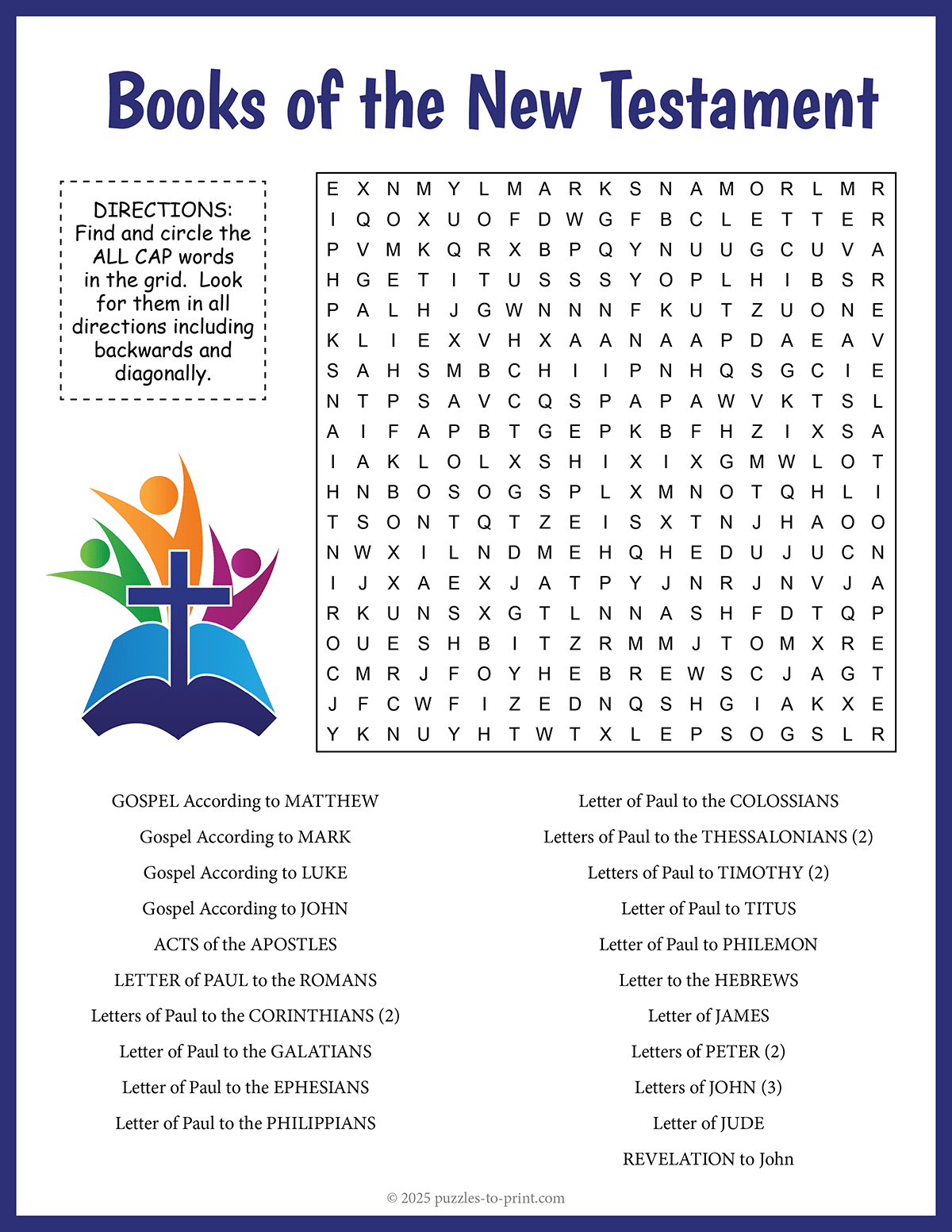 Books Of The New Testament Word Search