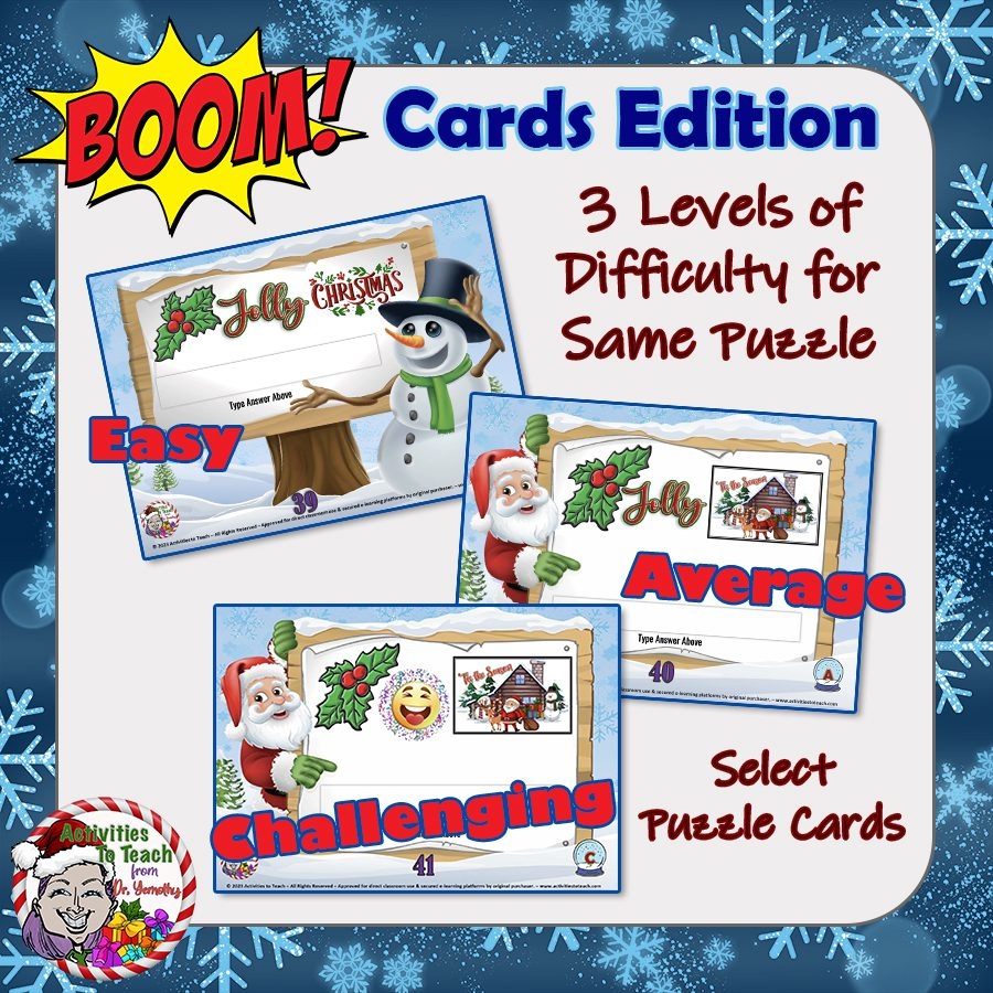 BOOM Cards Christmas Rebus Logic Puzzles Activities To Teach