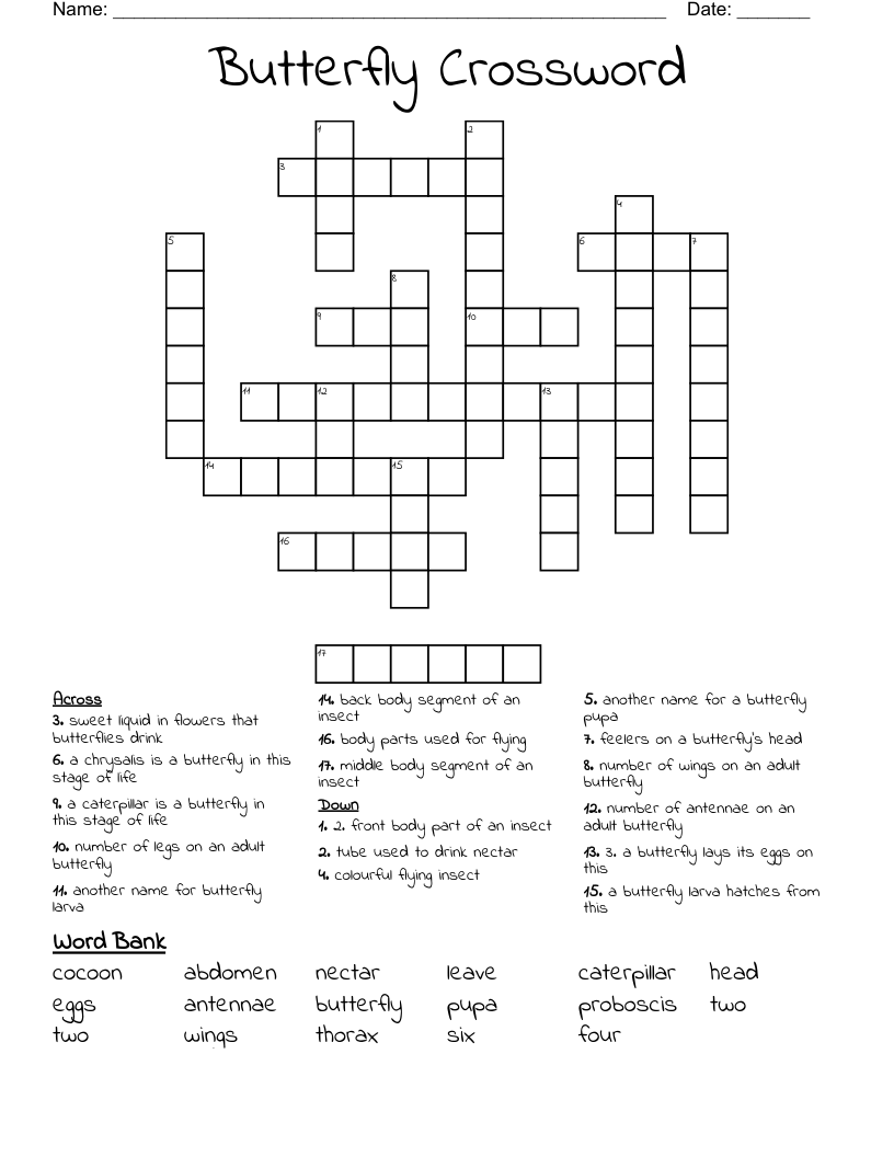Butterfly Crossword WordMint