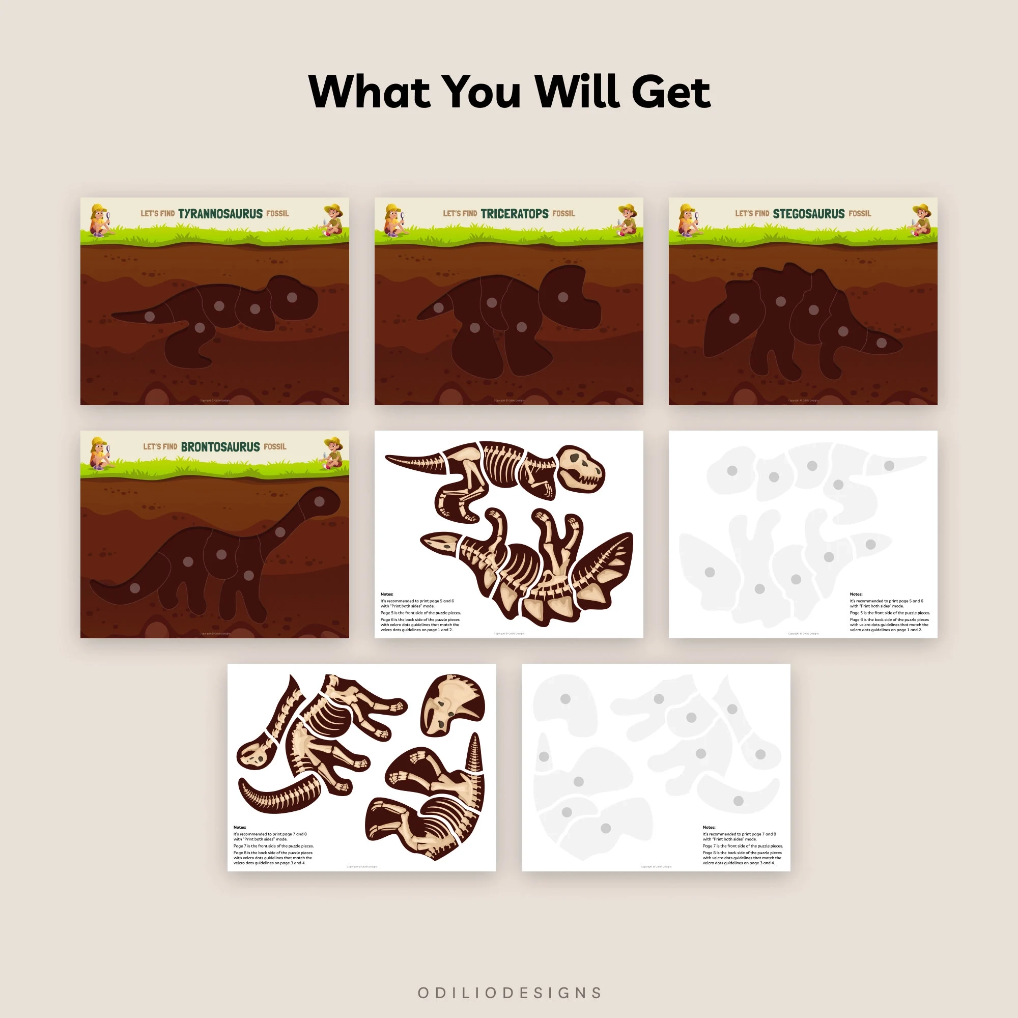 Buy Dinosaur Fossil Puzzle For Kids Matching Game Printable Dino Skeleton Bone Anatomy Activity Toddler Preschool Homeschool Busy Book Worksheet Online In India Etsy