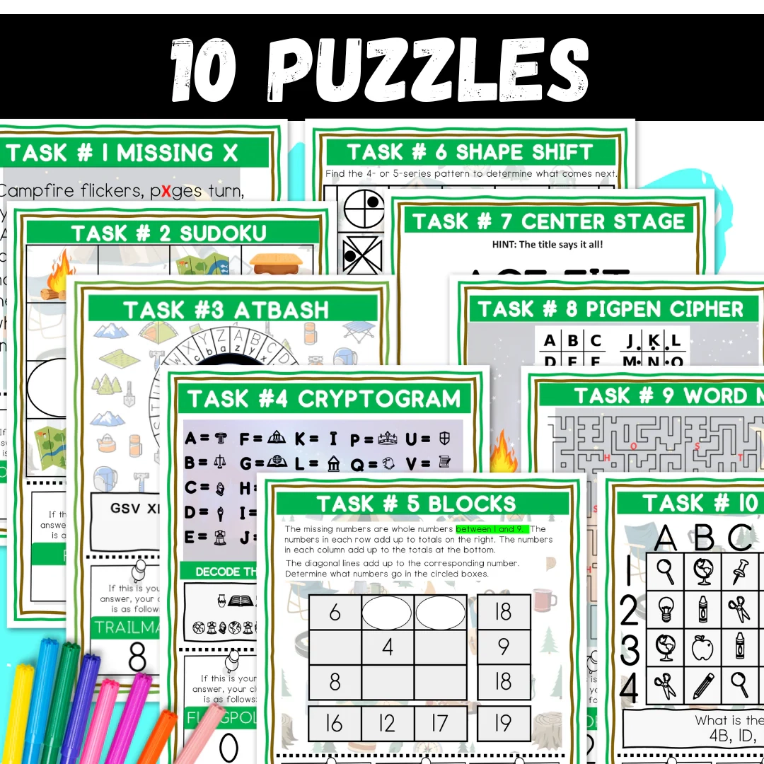 Camping Logic Puzzle Escape Room Printable Brain Teasers For Grades Quest Schooling
