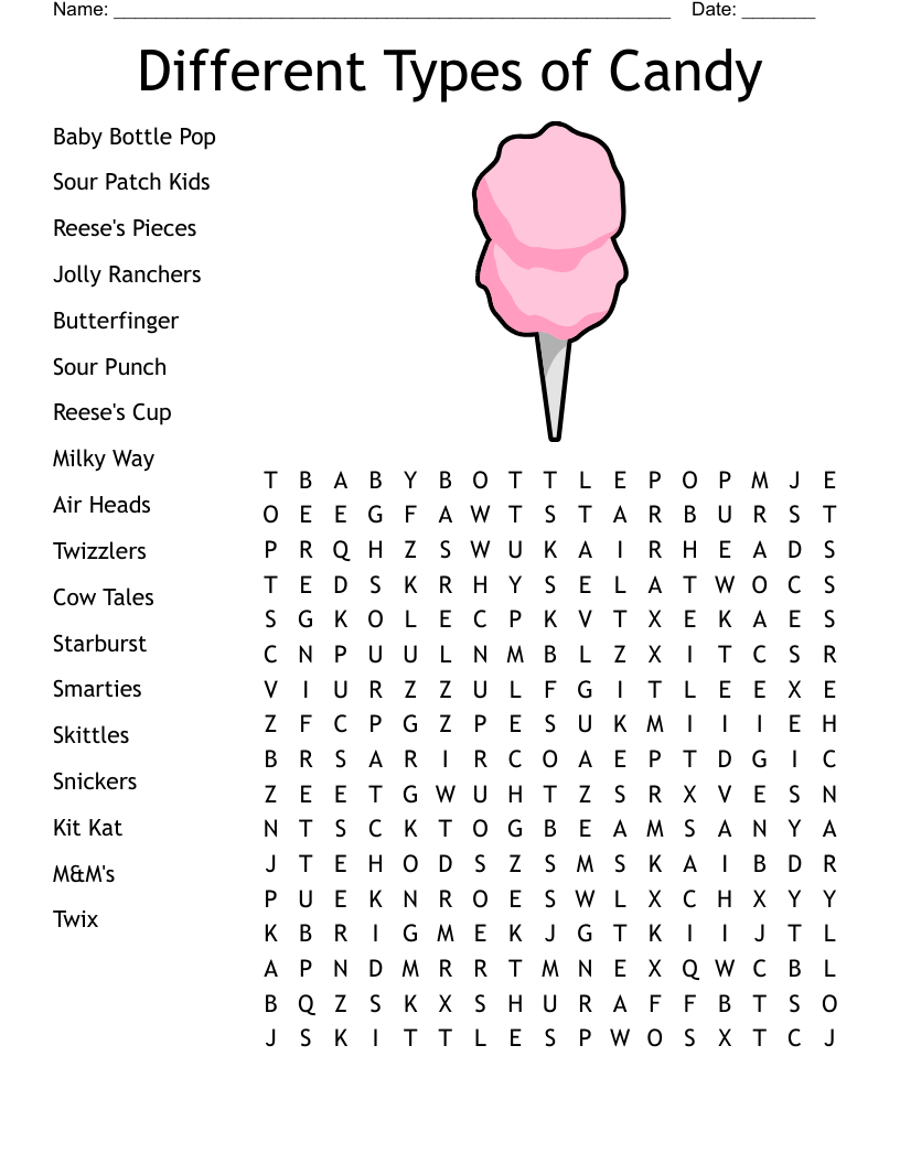 Candy Crossword WordMint