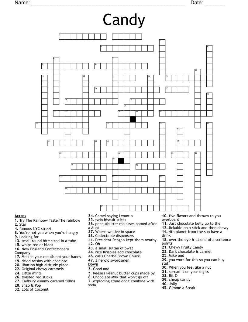 Candy Crossword WordMint