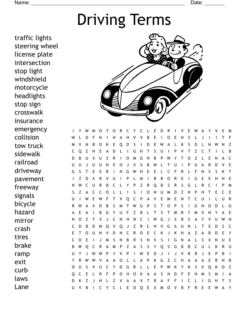 Cars Trucks Crossword WordMint