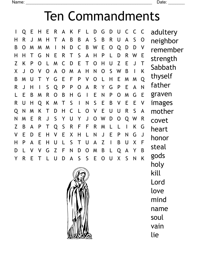 Catholic Words Word Search WordMint