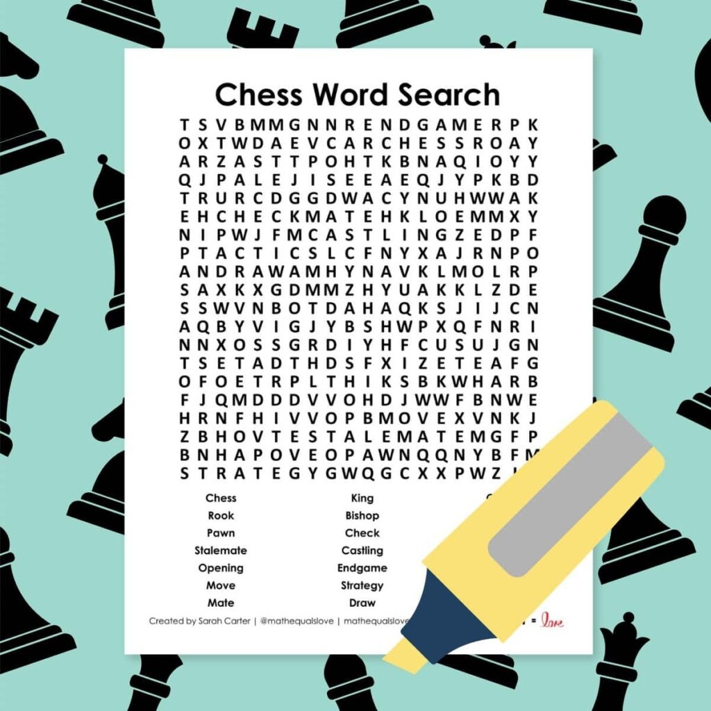 Chess Word Search Puzzle Math Love