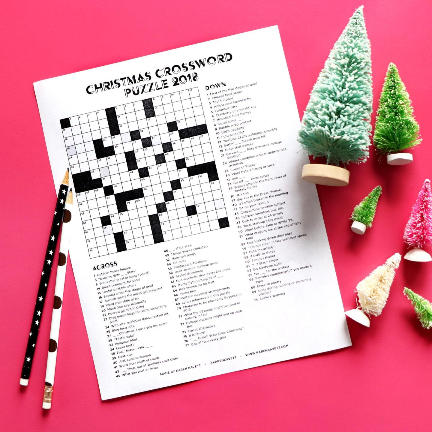 Christmas Crossword Puzzle 2018 Karen Kavett