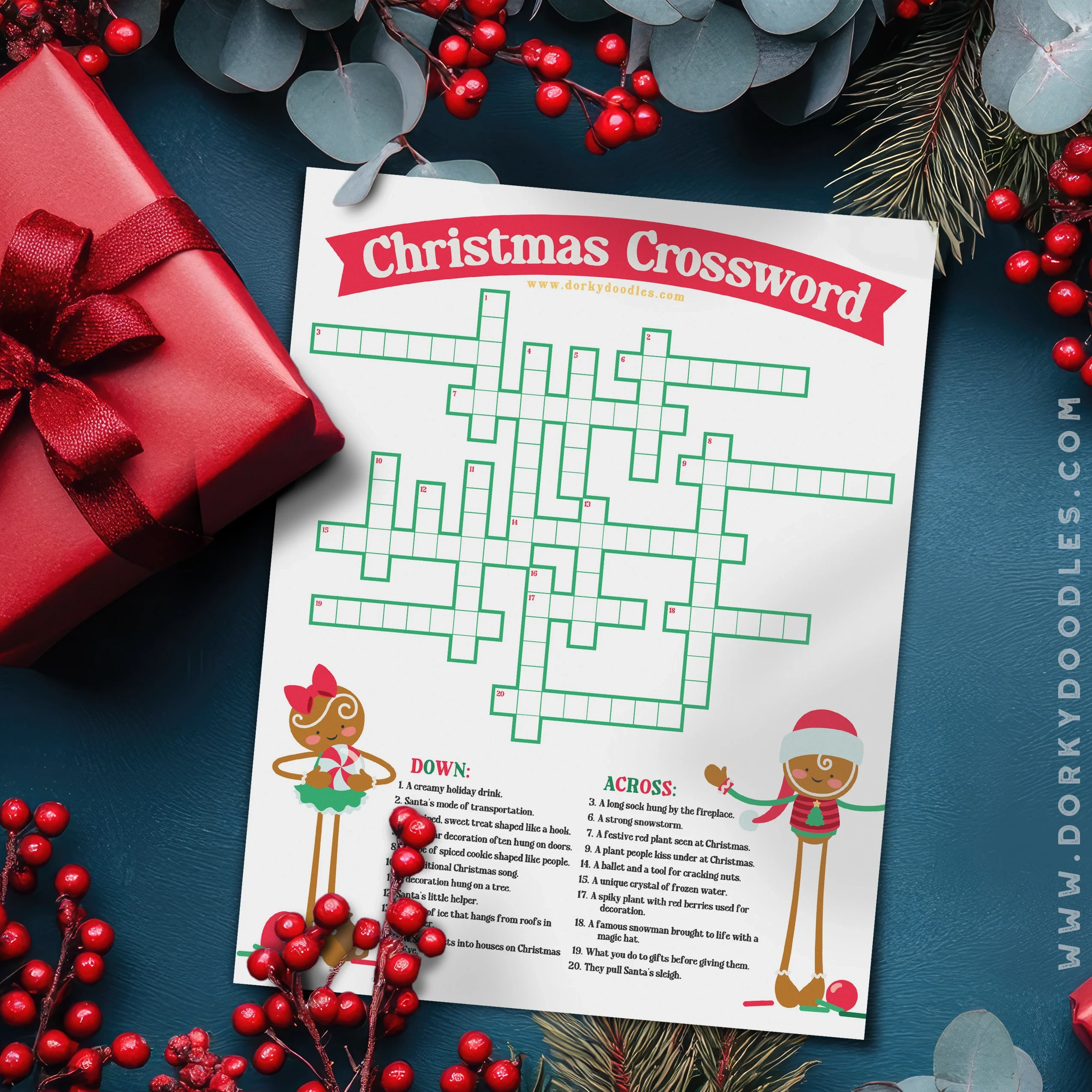 Christmas Crossword Puzzle To Print And Enjoy Free Printable Dorky Doodles