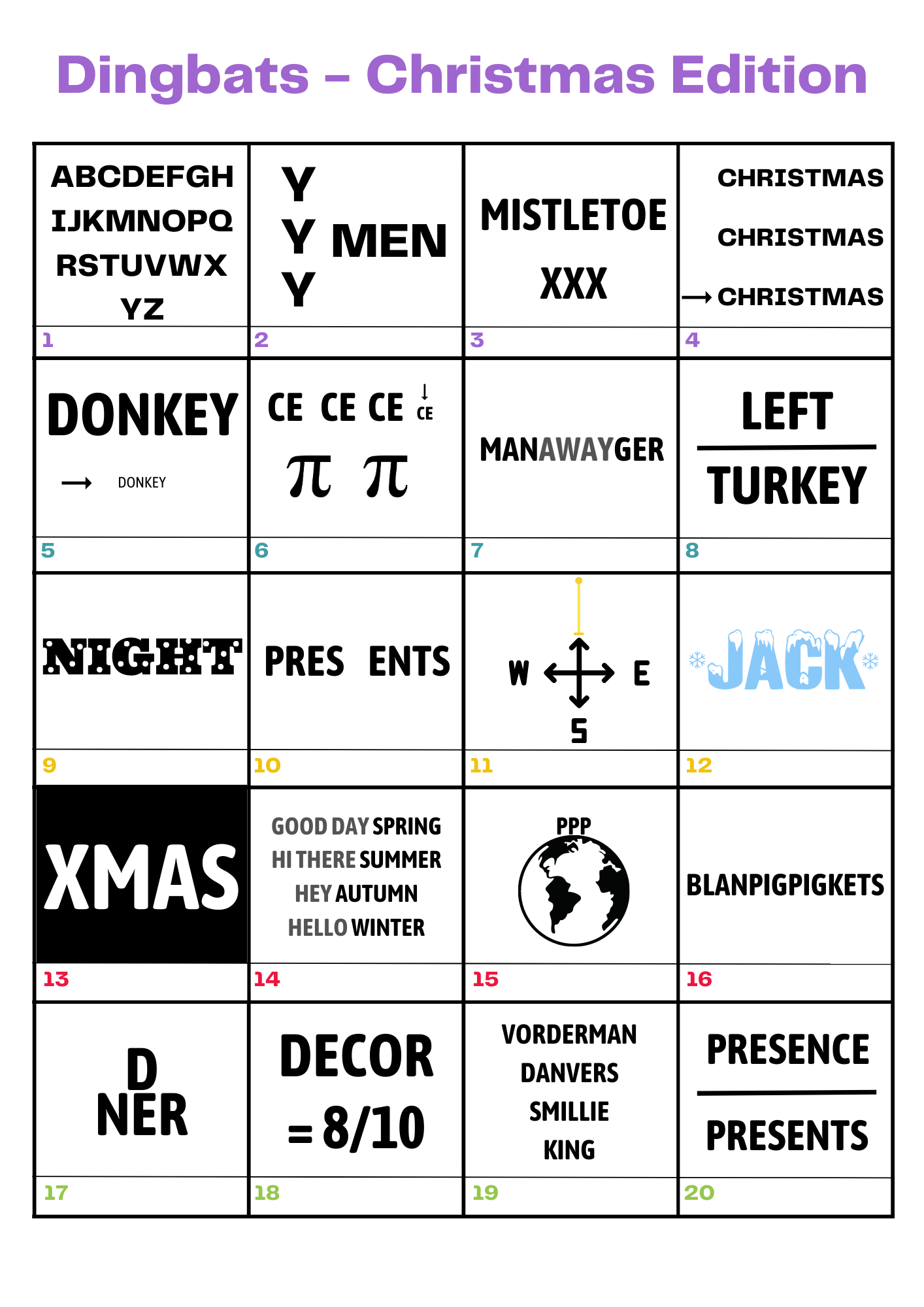 Christmas Dingbat Puzzles With Answers 2026