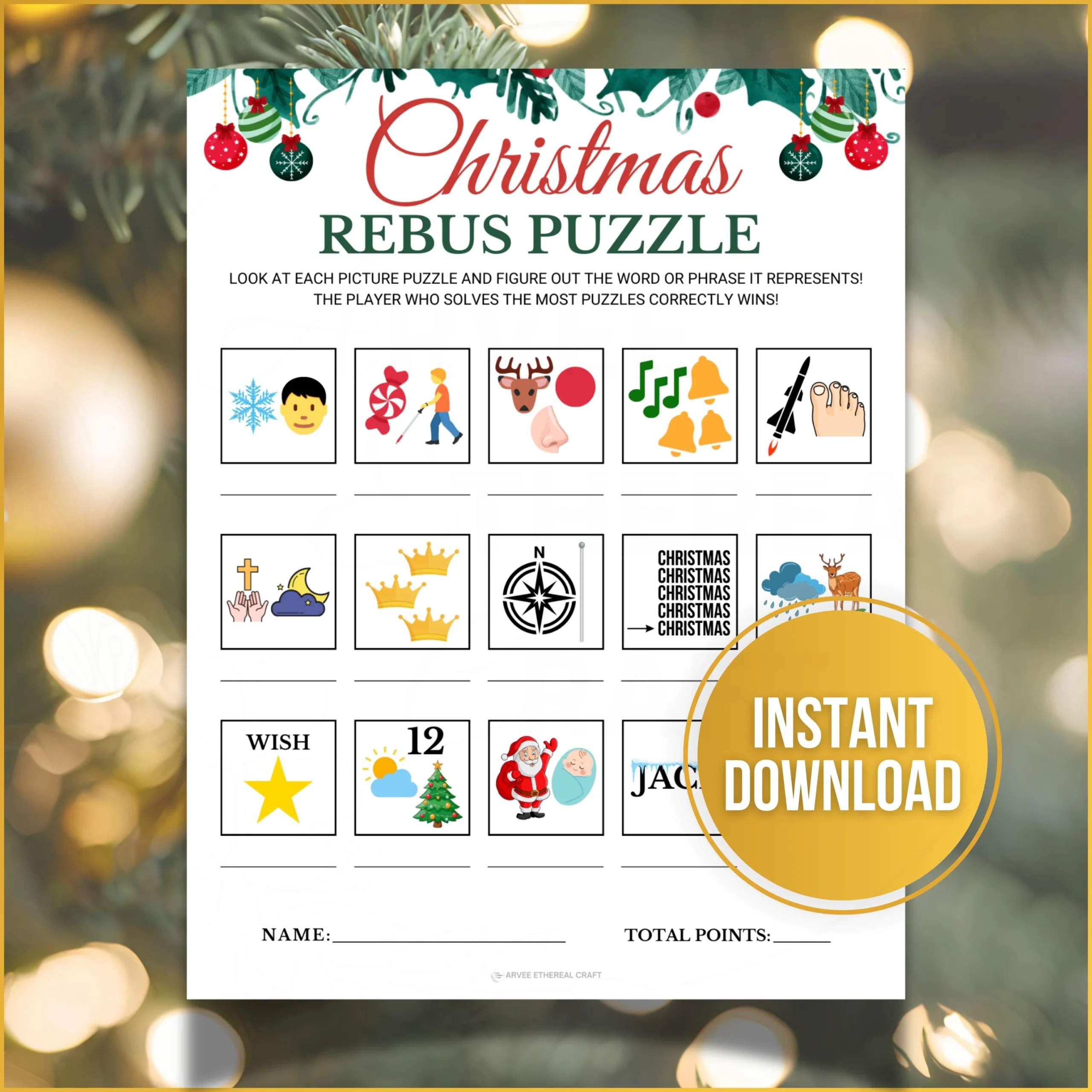 Christmas Rebus Game Printable Rebus Puzzles Picture Puzzle Quiz Picture Puzzle Games Word Play Trivia Christmas Party Classroom Games Etsy