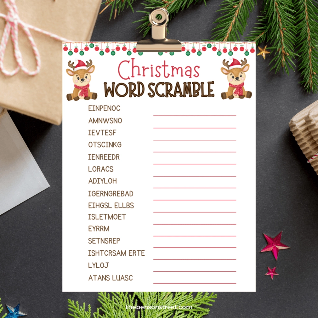 Christmas Word Scramble Printable Free Holiday Kids Puzzles
