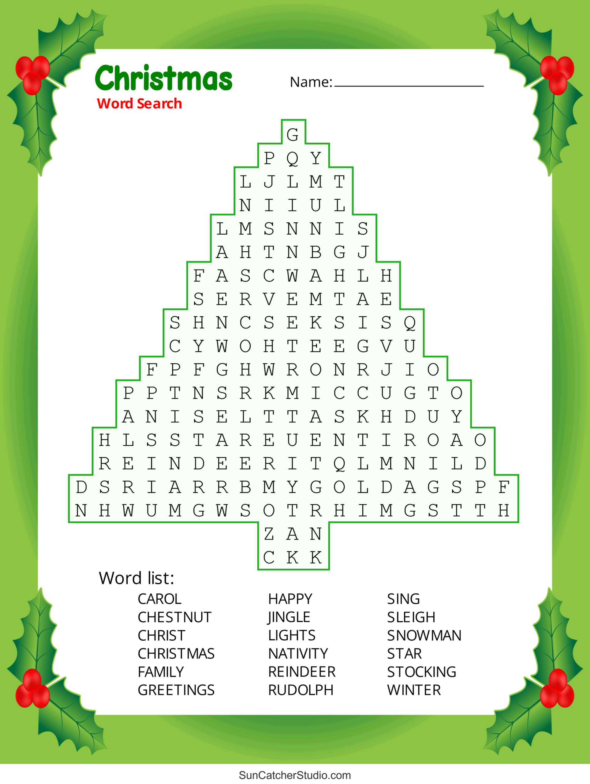 Christmas Word Search Free Printable PDF Puzzles Free Printables Lettering SVG Files Tools Apps