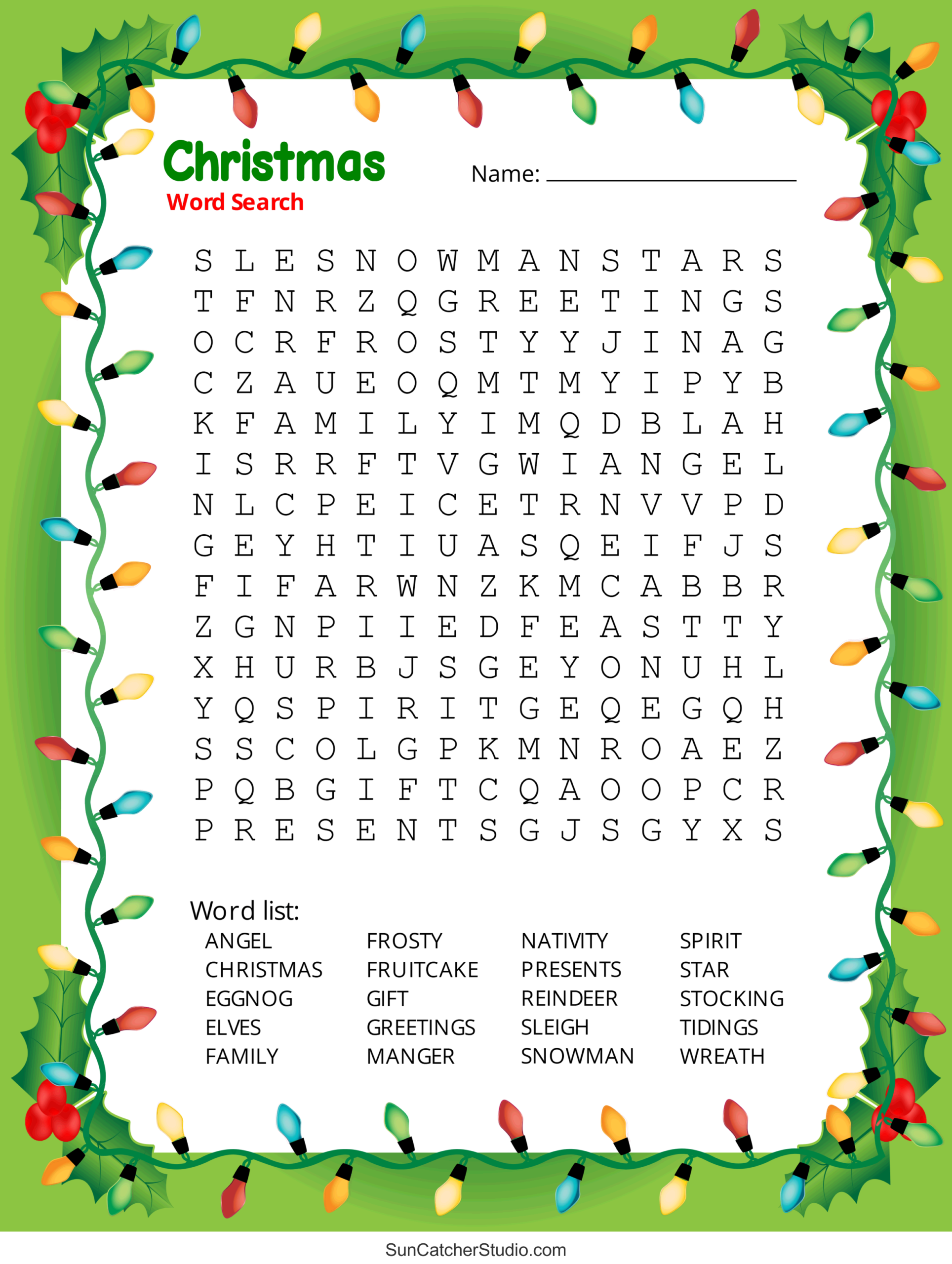 Christmas Word Search Free Printable PDF Puzzles Free Printables Lettering SVG Files Tools Apps